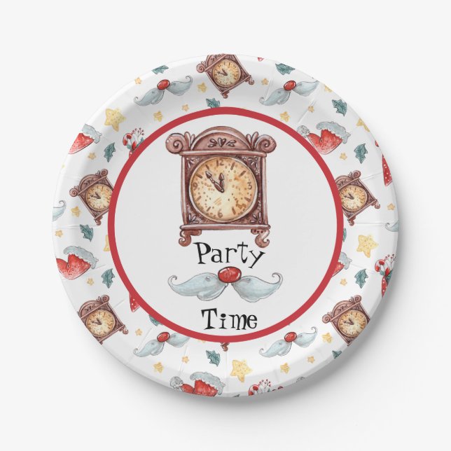 Party Time Clock Paper Plates (Front)