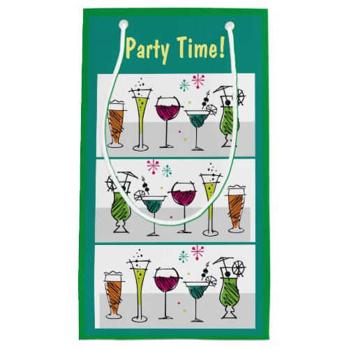 Party Time Cocktails Alcohol Birthday Events Sizes Small Gift Bag