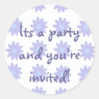 Party Time Collection Purple Floral Classic Round Sticker
