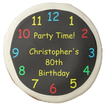 Party Time Colorful Favors For 80th Birthday Party Sugar Cookie by SocolikCardShop at Zazzle