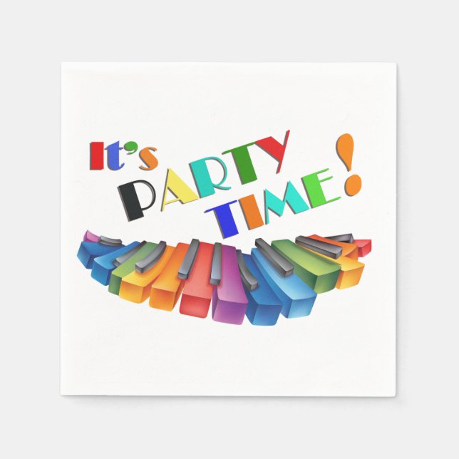 Party Time Colorful Keyboard Paper Napkins (Front)