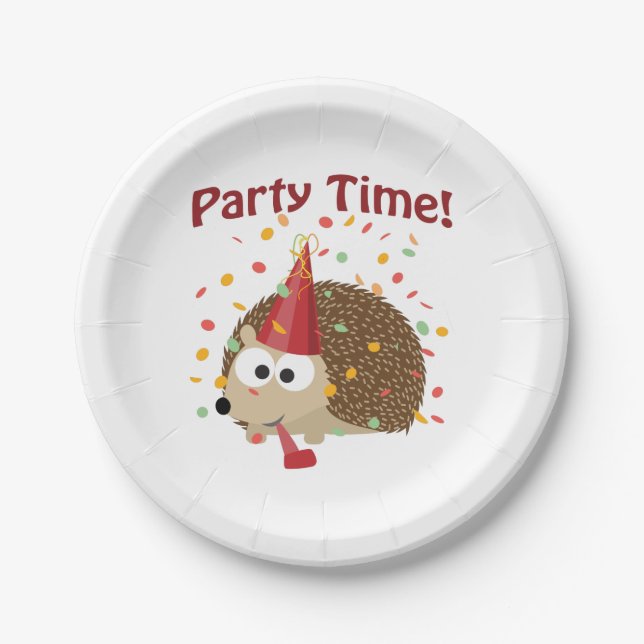 Party Time! Confetti Hedgehog Paper Plates (Front)