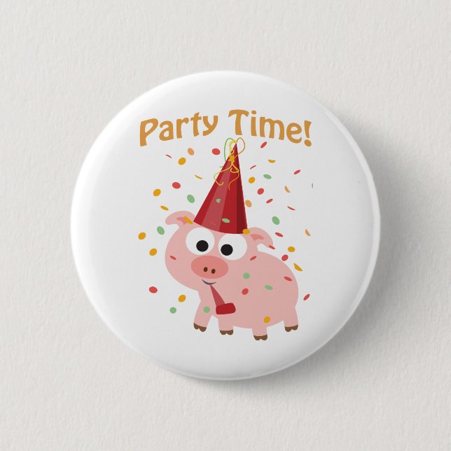 Party time confetti Pig Button (Front)