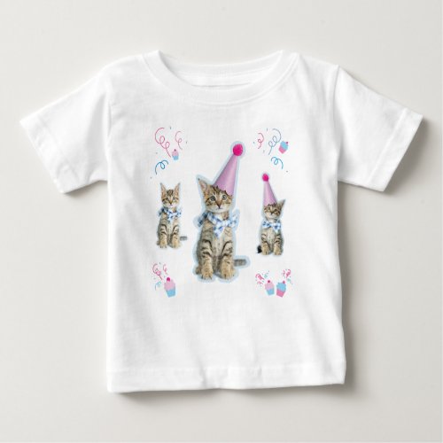 PARTY Time Cupcake Birthday Kitten Celebration Baby T_Shirt