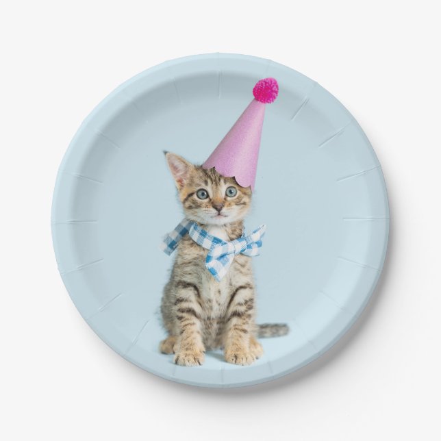  PARTY Time Cupcake Birthday Kitten Celebration Paper Plates (Front)