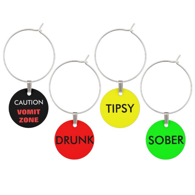 PARTY TIME DRINKING DRINK GLASS CHARMS (Staggered)