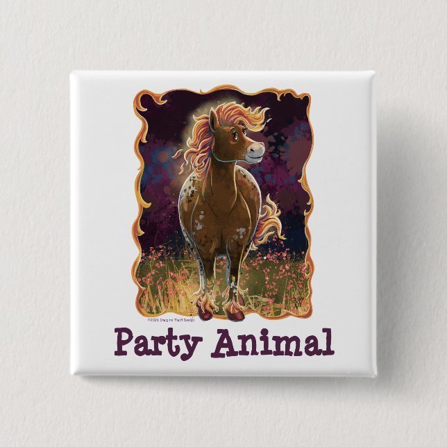 Party Time Fire Horse Button (Front)