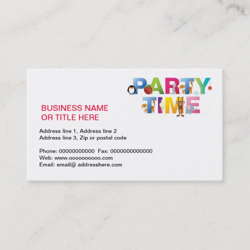 party time for kids business card
