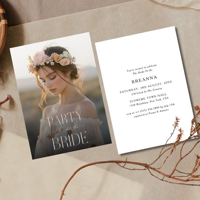 Party Time For The Bride | Bridal Shower Photo Invitation (Creator Uploaded)