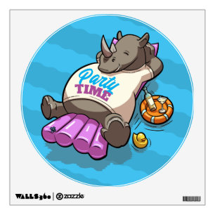 Party Time Funny Rhino Inflatable Cartoon Wall Decal
