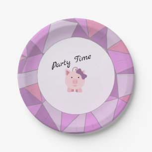Party Time Girl Pig Paper Plates