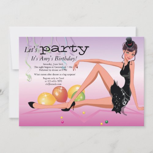 Party Time Girls Birthday Invitation