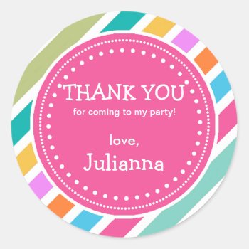 Party Time Girls Birthday Thank You Favor Sticker by Orabella at Zazzle