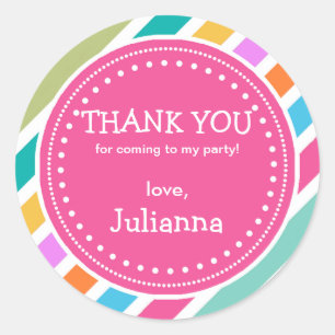 Party Time Girls Birthday Thank You Favor Sticker
