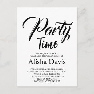 Party Time Graduation Celebration Invitation Postcard