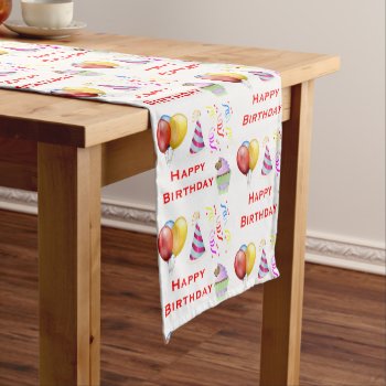 Party Time Happy Birthday Pattern  Short Table Runner by Susang6 at Zazzle