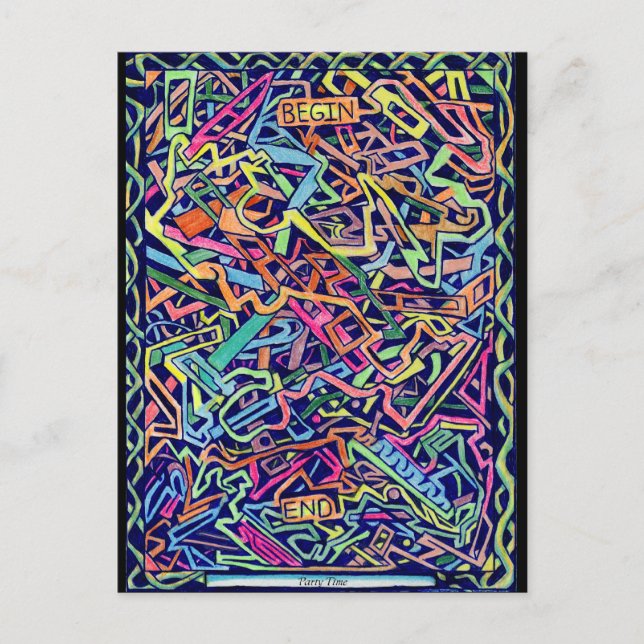 Party Time Maze Gifts Line Invitation Postcard (Front)