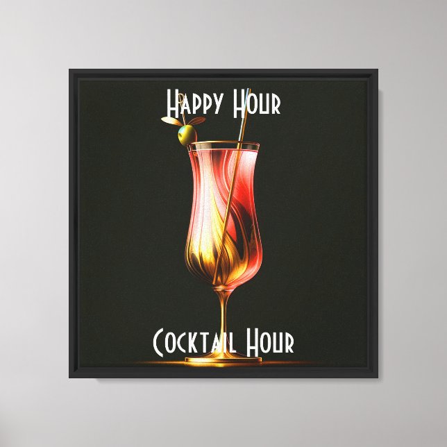 Party Time Neon Modern Personalized Canvas Print (Front)