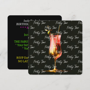 Party Time Neon Modern Personalized Invitation