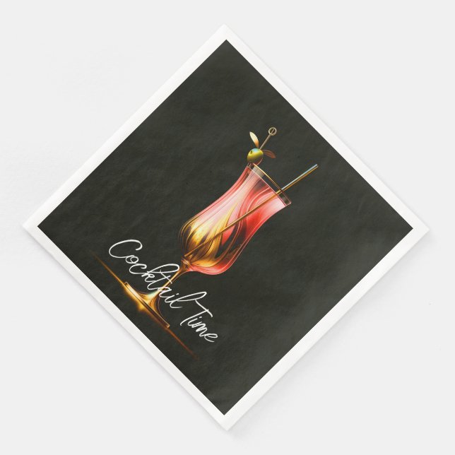 Party Time Neon Modern Personalized Paper Dinner Napkins (Corner)