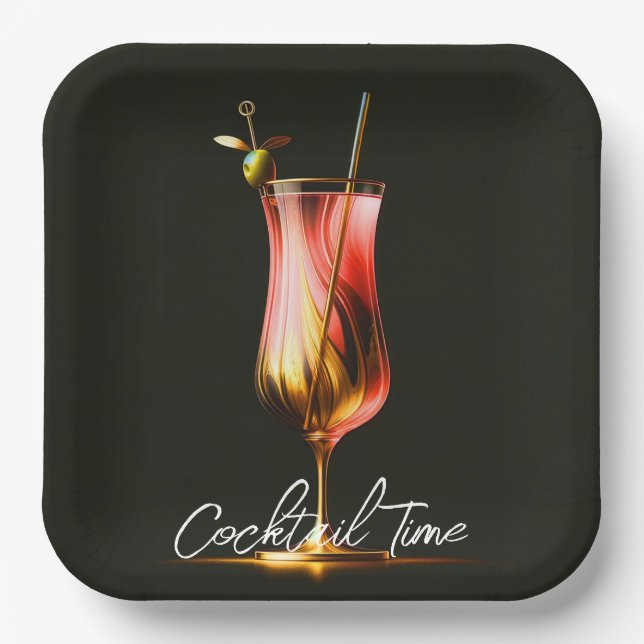 Party Time Neon Modern Personalized Paper Plates (Front)
