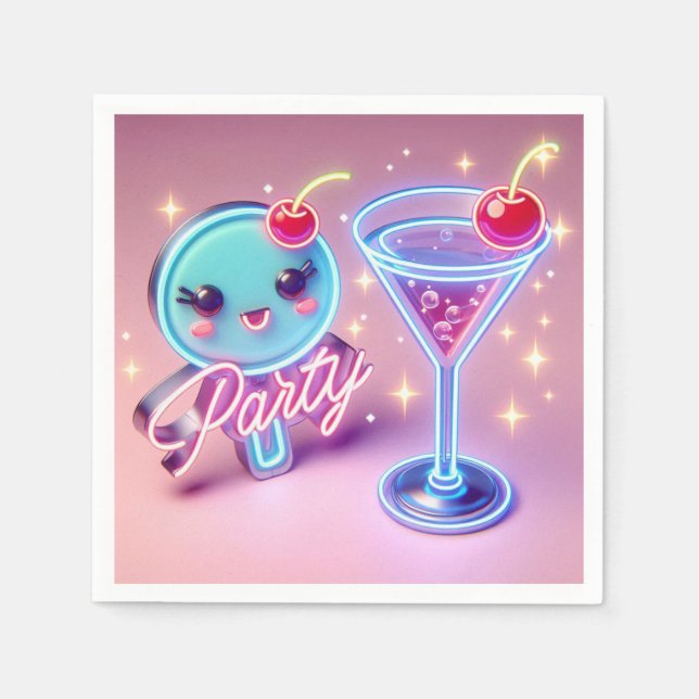 Party Time Neon Pink Napkins (Front)