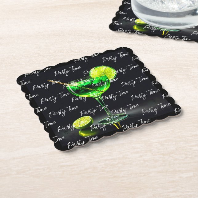 Party Time Neon Popular Personalized Paper Coaster (Angled)