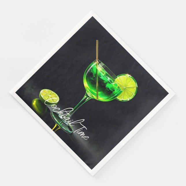 Party Time Neon Popular Personalized Paper Dinner Napkins (Corner)