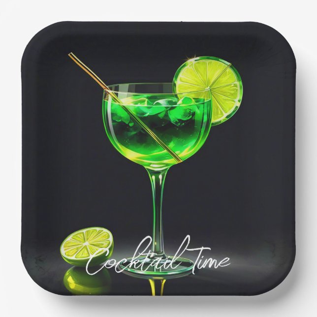 Party Time Neon Popular Personalized Paper Plates (Front)