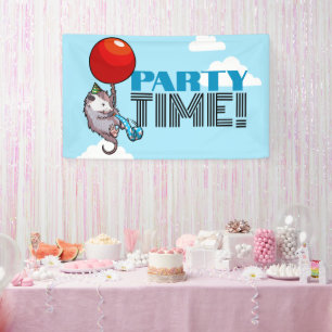 PARTY TIME! Party Possum Funny Floating Opossum Banner
