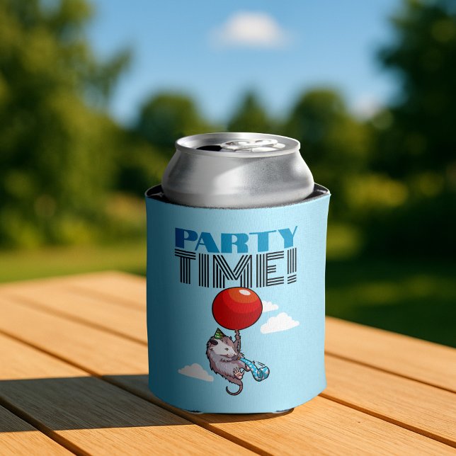 PARTY TIME! Party Possum Funny Floating Opossum Can Cooler (Creator Uploaded)