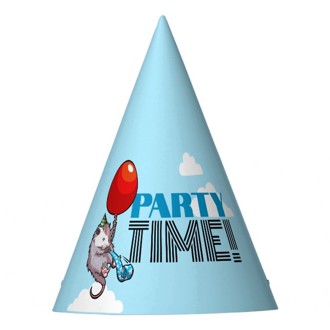 PARTY TIME! Party Possum Funny Floating Opossum Hat (Front)