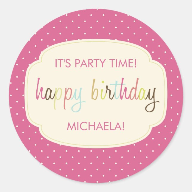 Party Time Personalized Birthday Stickers (Front)