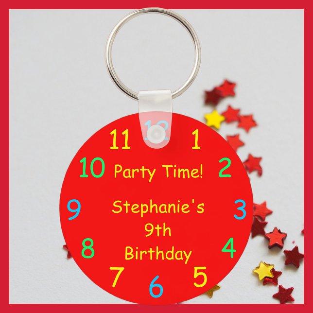 PARTY TIME Personalized Name, 9th Birthday Keychain (Creator Uploaded)