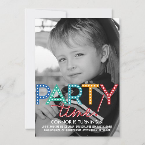 Party Time Photo Birthday Invitation