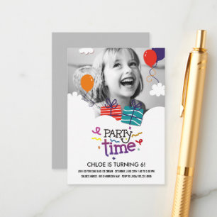 Party Time Photo Birthday Invitation