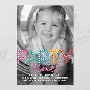 Party Time Photo Birthday Invitation