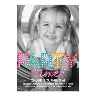 Party Time Photo Birthday Invitation