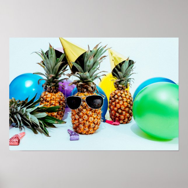 Party Time Pineapples with Party Favors Small Poster (Front)