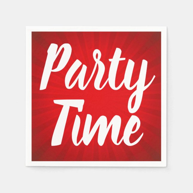 Party Time Red Sunburst Birthday Party Napkins (Front)