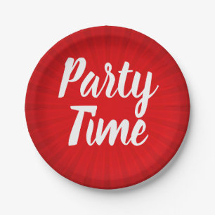 Party Time Red Sunburst Birthday Party Paper Plates