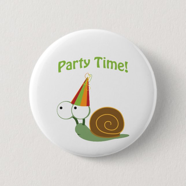 Party time! Snail Pinback Button (Front)
