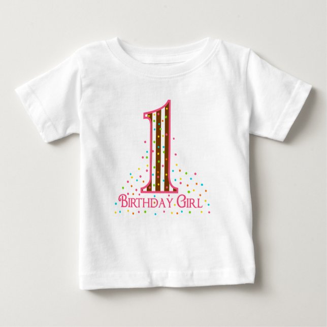 Party Time Sprinkles First Birthday Baby T-Shirt (Front)