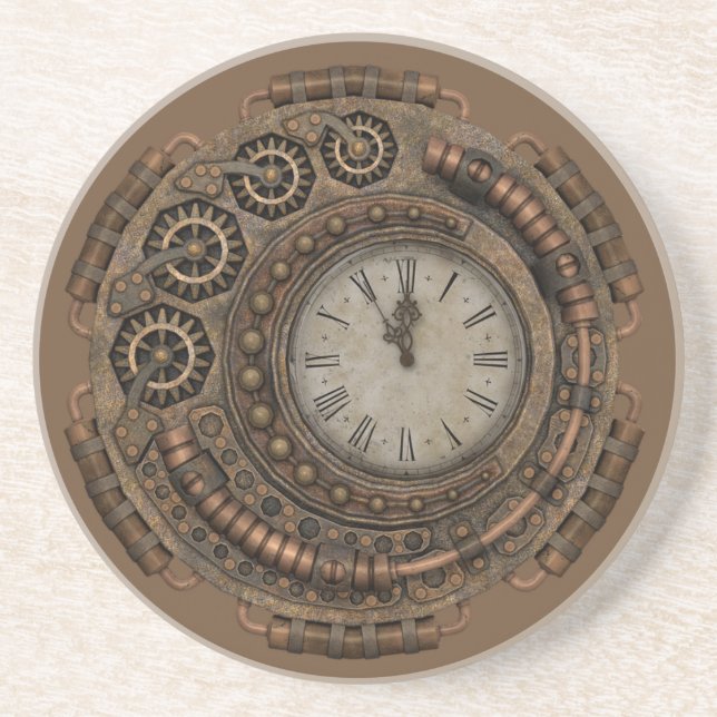 Party Time Steampunk Style Sandstone Coaster (Front)