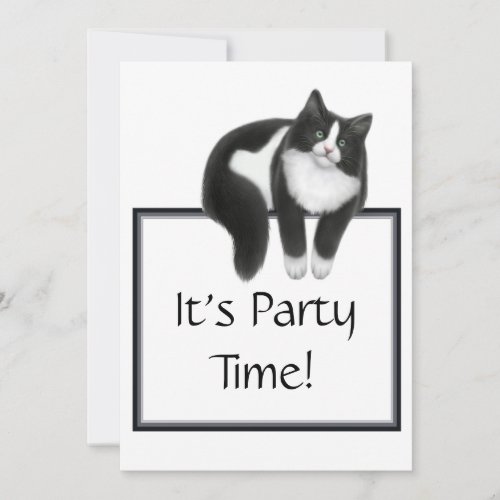 Party Time Tuxedo Cat Invitation