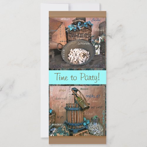 Party Time Wine Theme Invitation _ Custom