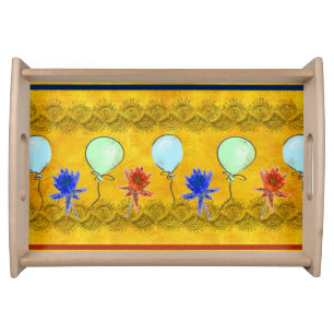 Party Time with Balloons, & Water Lilies Serving Tray