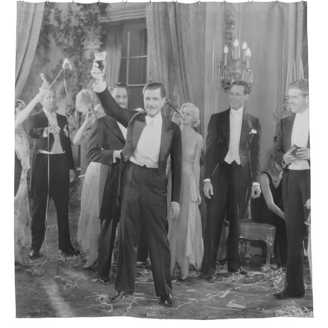 PARTY TIMEparty, vintage, retro, celebrate, drink, Shower Curtain (Front)