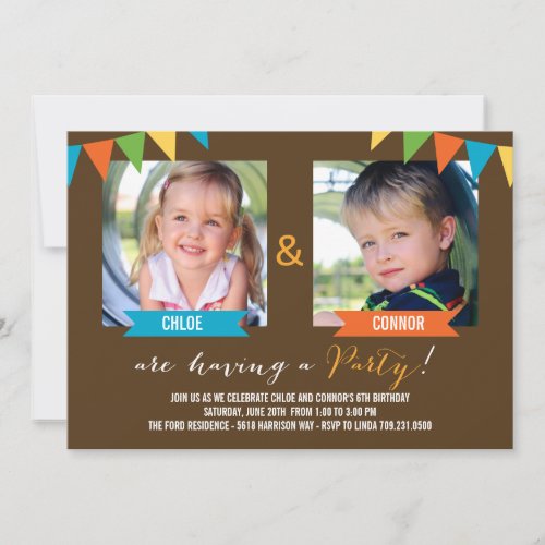 Party Together Birthday Invitations _ Brown