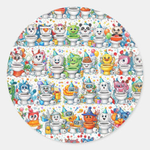 Party Toilet Crew Classic Round Sticker